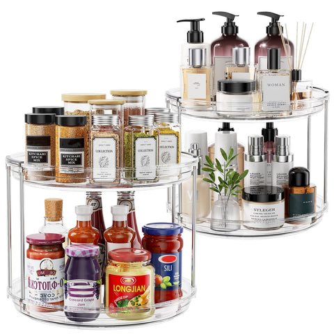 Pantasia 2-pack 2-tier lazy susan turntable with smooth cabinet rotation for easy spice access