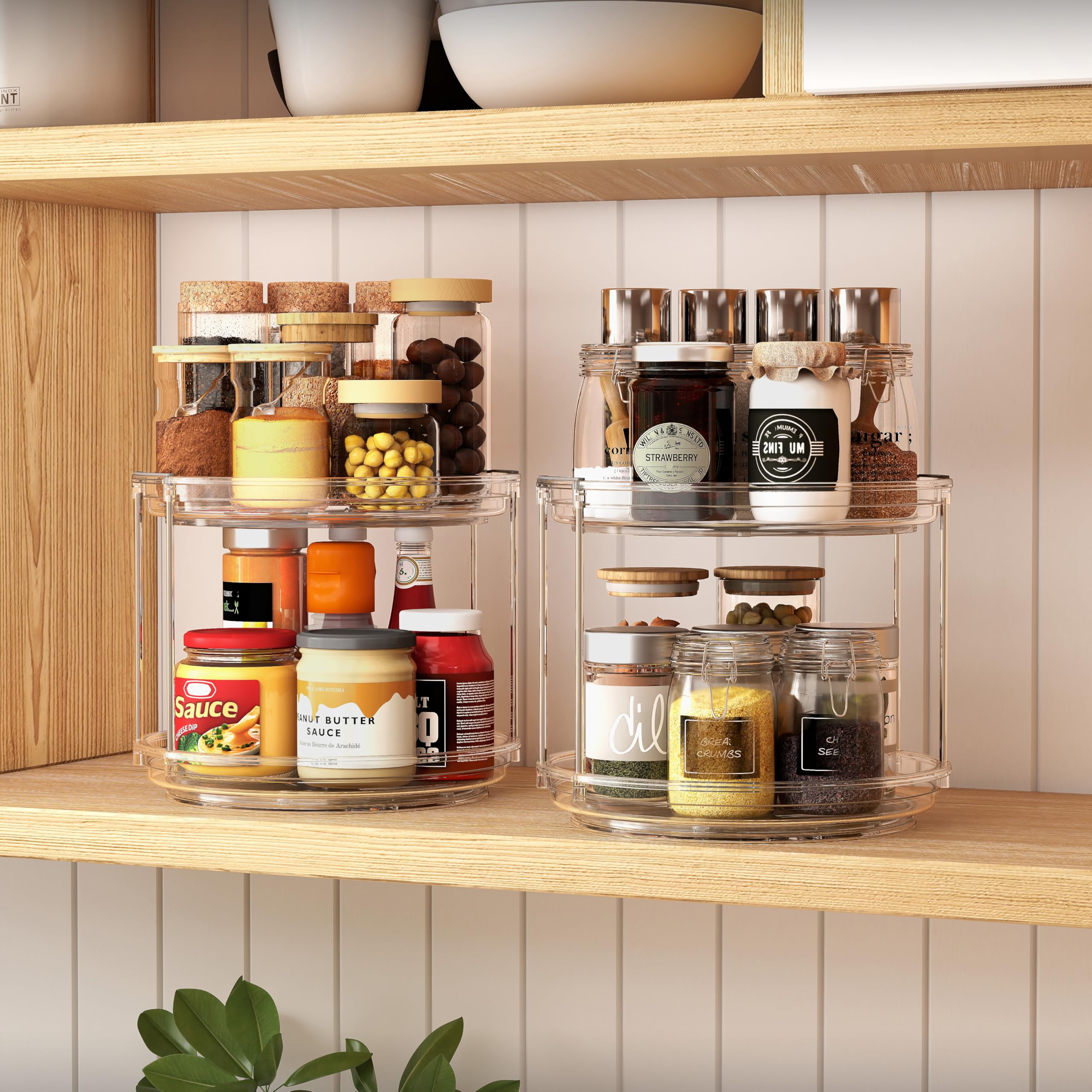 Pantasia 2 Tier Lazy Susan BPA-free plastic emphasizes easy cleaning and everyday use