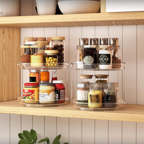 Pantasia 2 Tier Lazy Susan BPA-free plastic emphasizes easy cleaning and everyday use