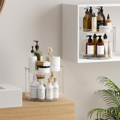 Pantasia 2 Tier Lazy Susan in pantry shows versatile condiment and spice storage