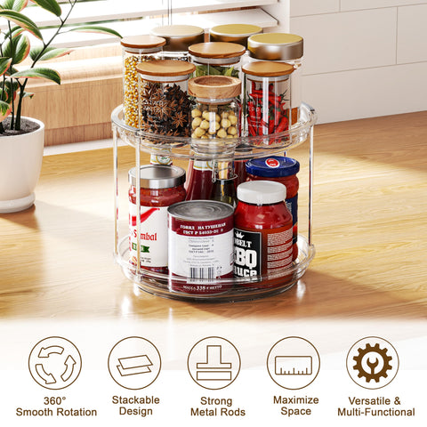 Pantasia 2 Tier Lazy Susan rotation closeup emphasizes smooth spinning and edge guards