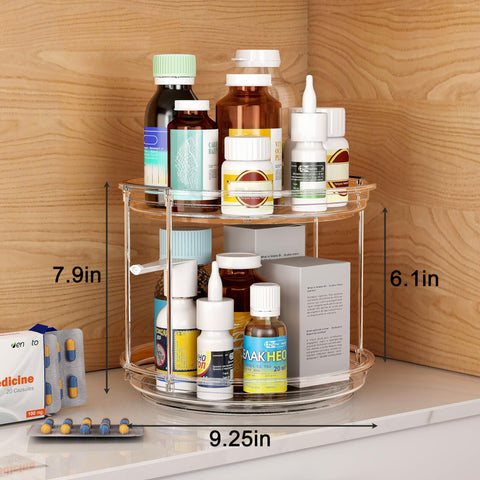 Pantasia 2 Tier Lazy Susan side angle highlights stable, raised-edge design for safe rotation