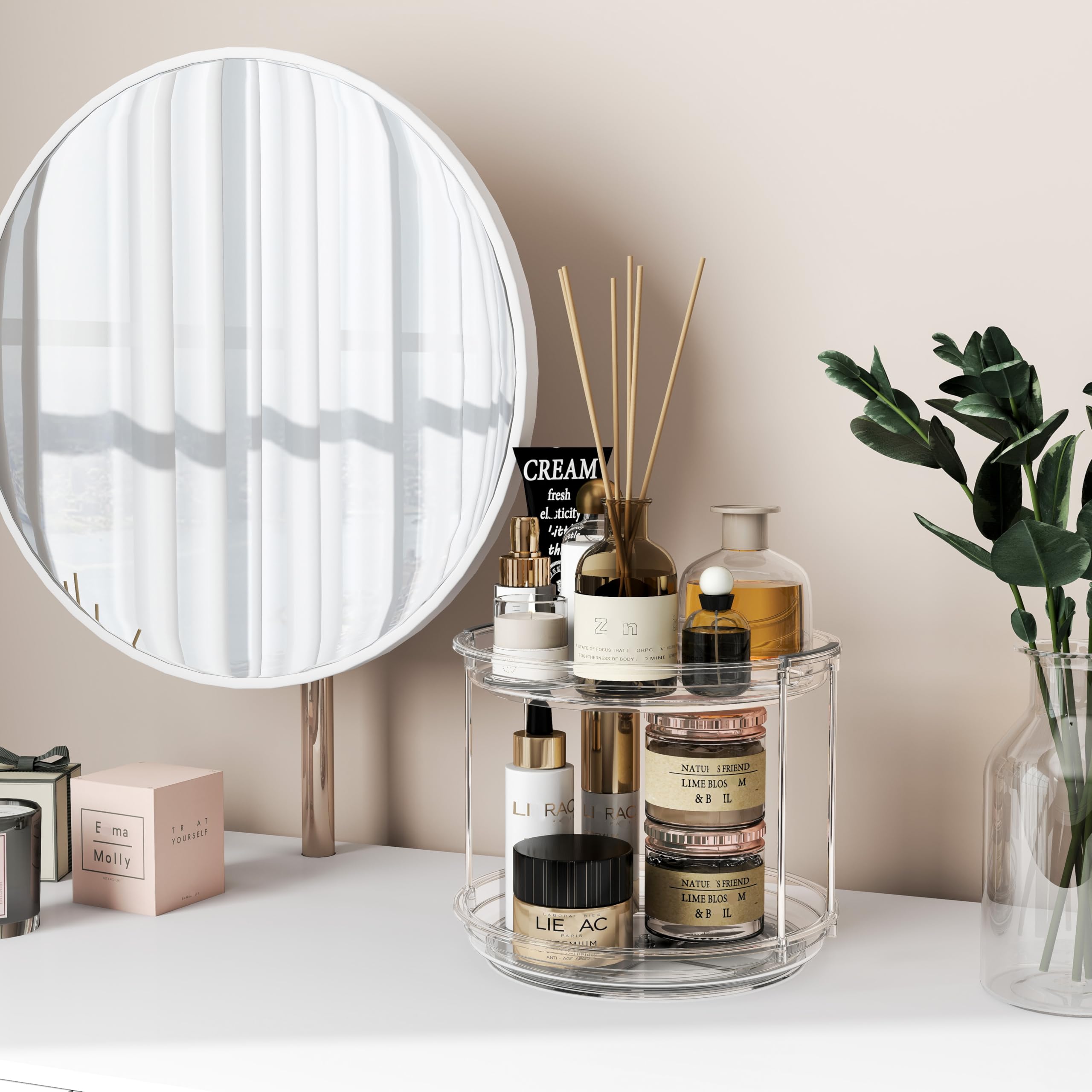 Pantasia 2 Tier Lazy Susan stacking option illustrates potential three-tier setup
