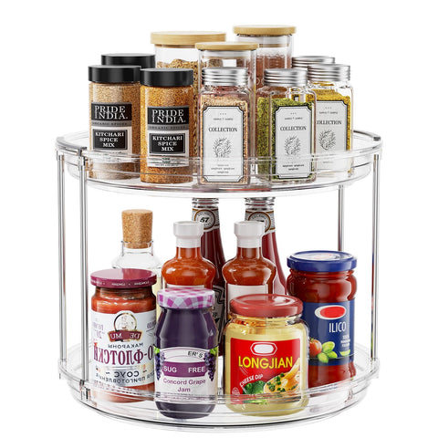 Pantasia 2 Tier Lazy Susan top view shows clear tiers for quick spice access