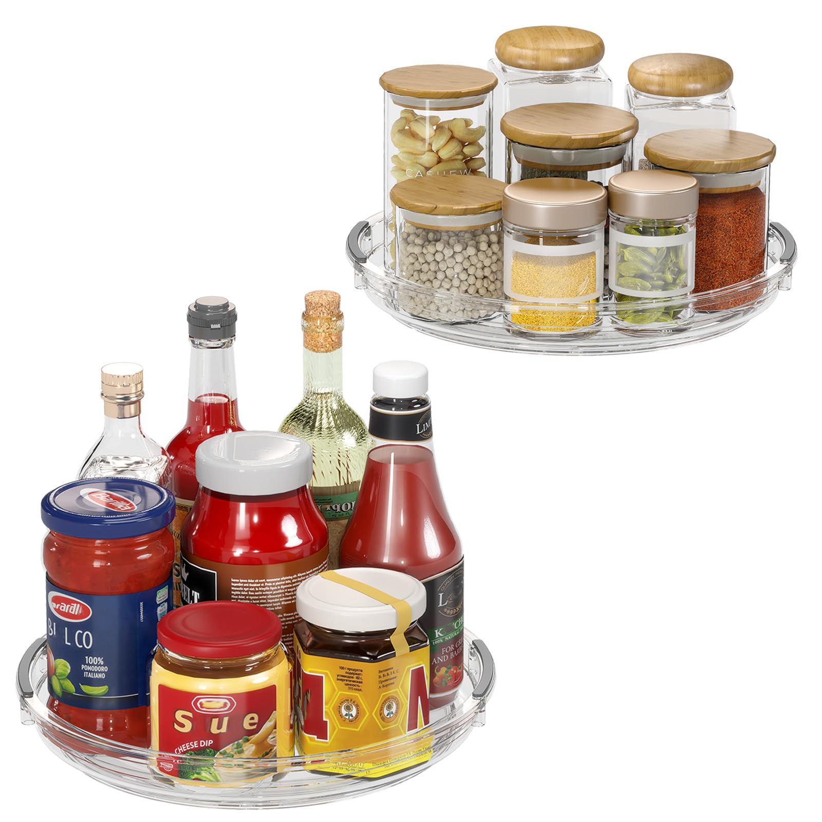 Pantasia 2-pack Lazy Susan spins 360° for cabinet access.