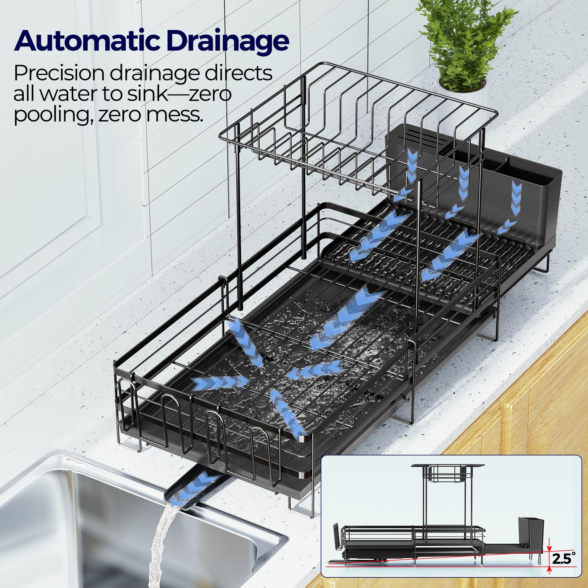 Pantasia dish rack cup holder keeping 12 cups in place while drying