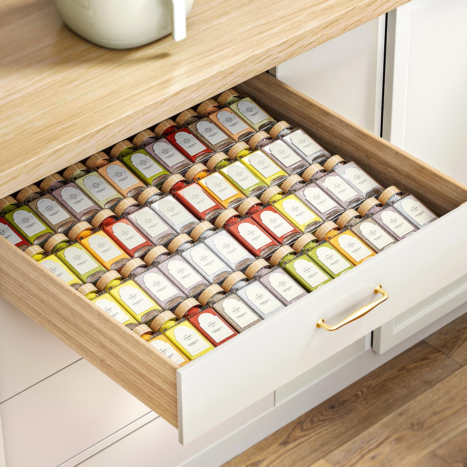 Pantasia easy-clean spice drawer keeps clutter under control while preserving style