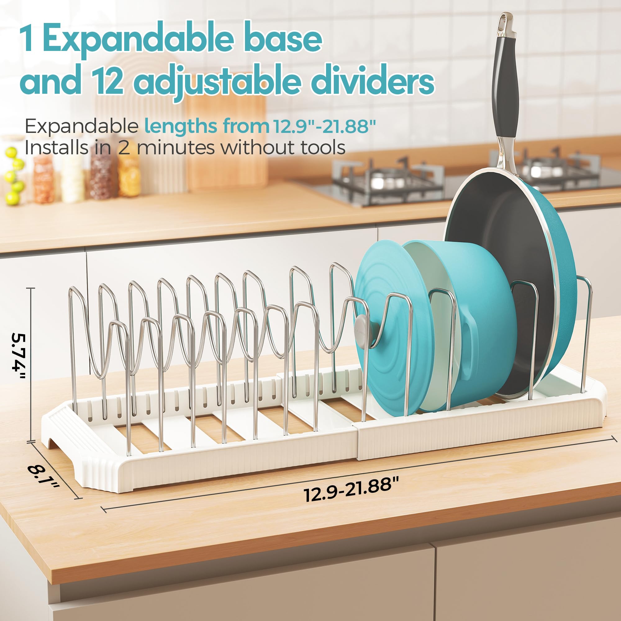Pantasia expandable rack installs without tools for quick cabinet setup