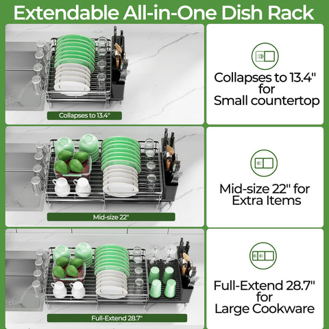 Pantasia Large Dish Drying Rack folded compact for sink or cabinet storage.