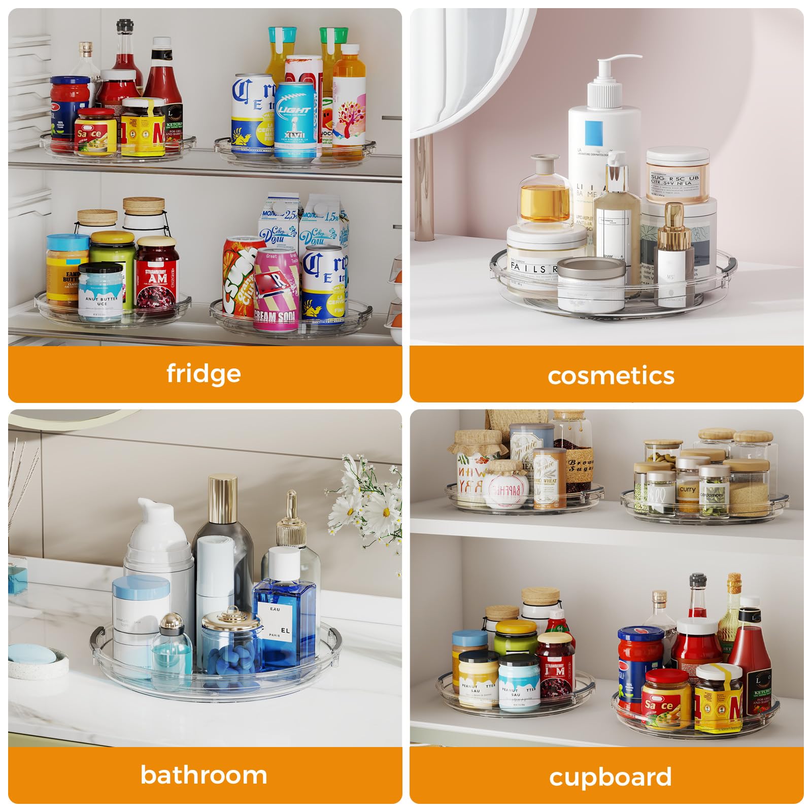 Pantasia Clear Lazy Susan helps locate items at a glance.