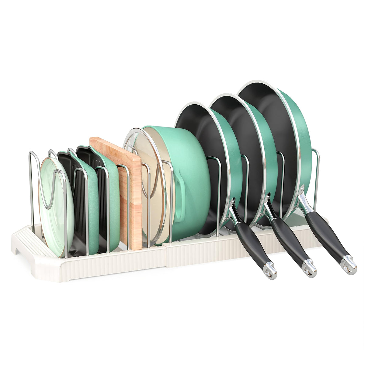 Pantasia pots and pans organizer under cabinet for clutter-free storage and easy access