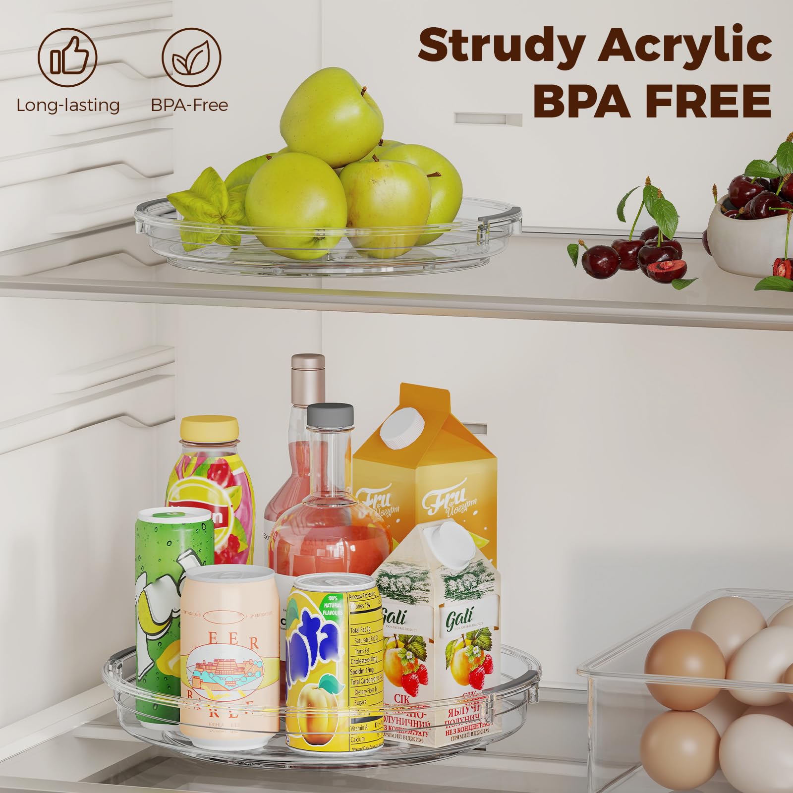 Pantasia two-pack clear lazy Susan anti-slip edge prevents sliding during use