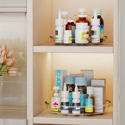 Pantasia bathroom medicine and toiletries organized with the two-pack