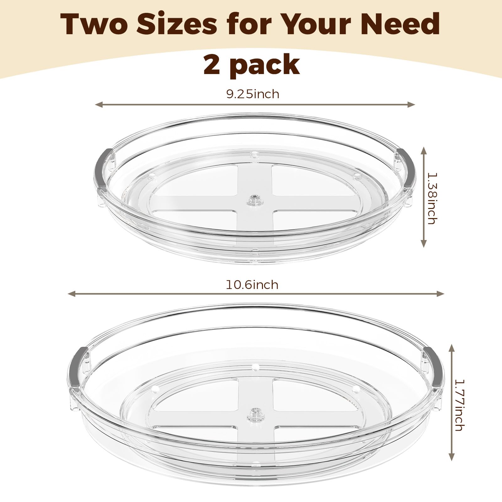 Pantasia clear lazy Susan reinforced base close-up highlights stable 360-degree rotation