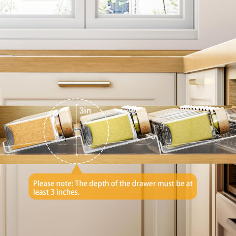 Pantasia two-tier spice drawer unit maximizing drawer space and accessibility