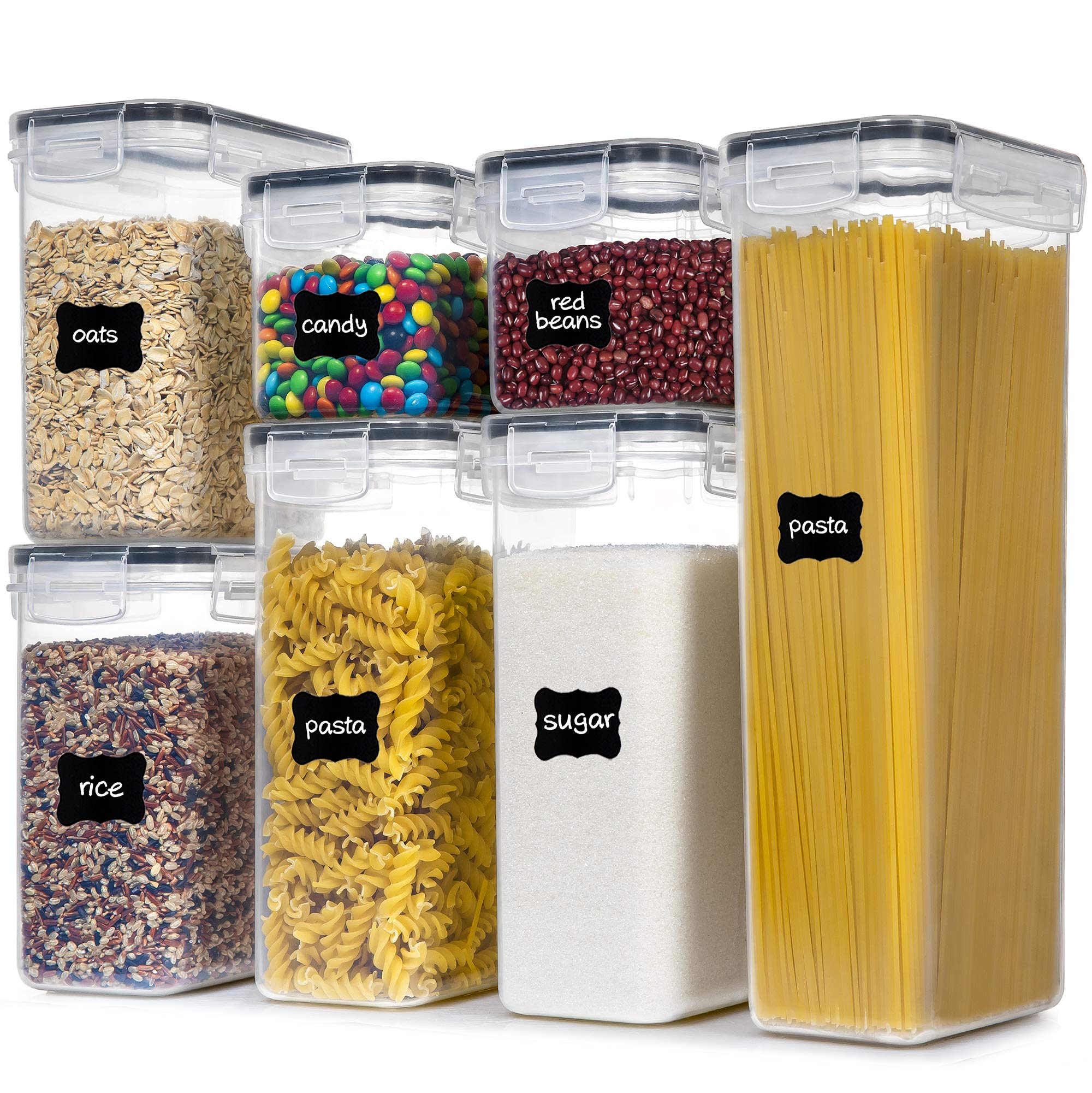PANTRYSTAR airtight containers stacked on a kitchen shelf for organization and freshness.