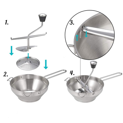 Pantula stainless steel bowl with anti-slip handles to steady hot foods.