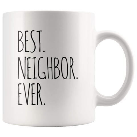 Panvola Best Neighbor Ever mug front view, ideal moving-day gift.