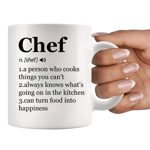 Panvola Chef Definition Mug, ceramic material provides durable everyday use.