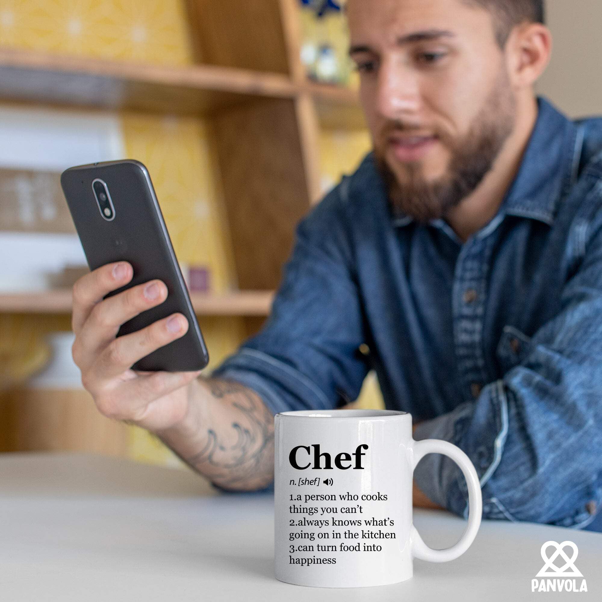 Panvola Chef Definition Mug, multipurpose use as holder or decor.