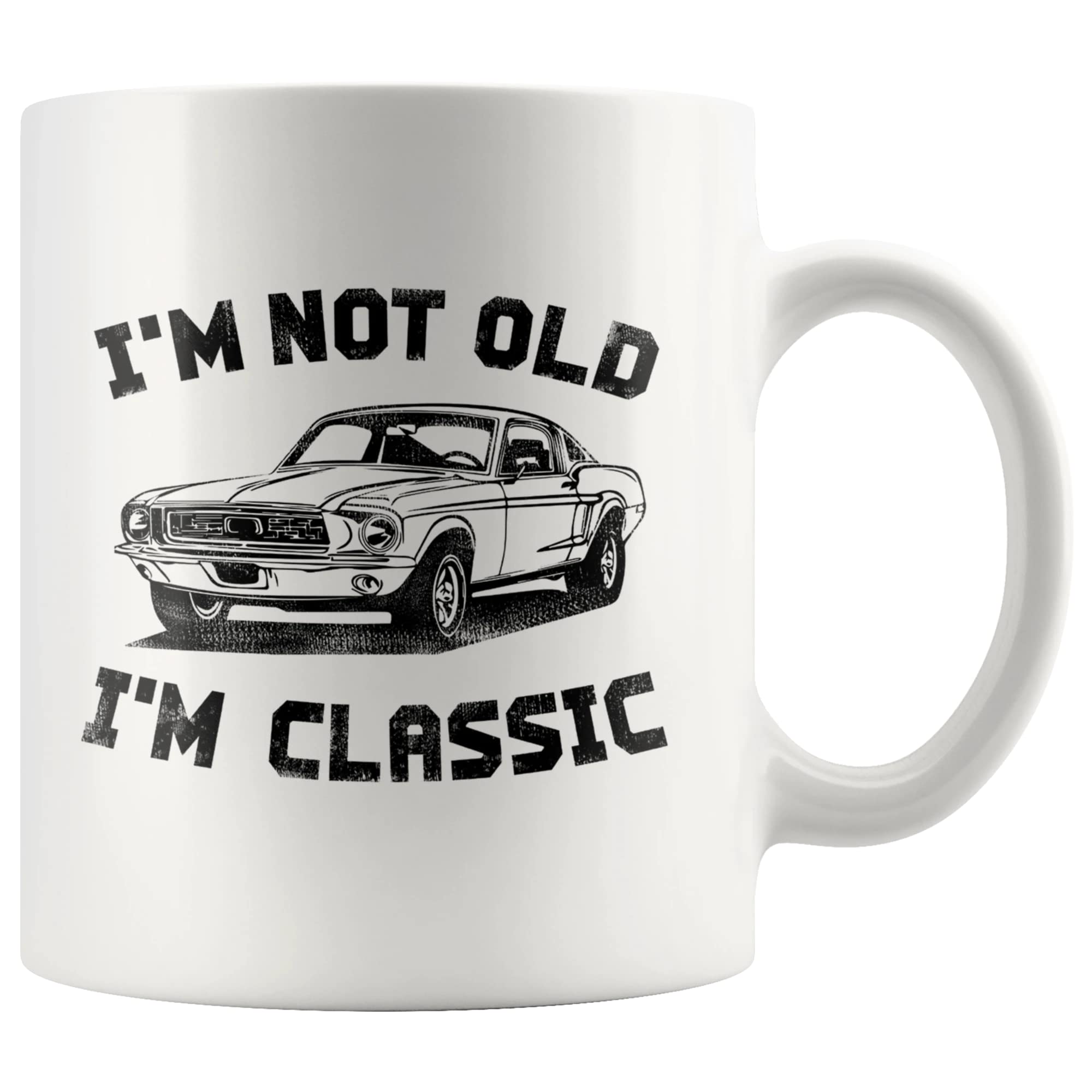 Panvola classic retirement mug with vintage car design for everyday coffee.