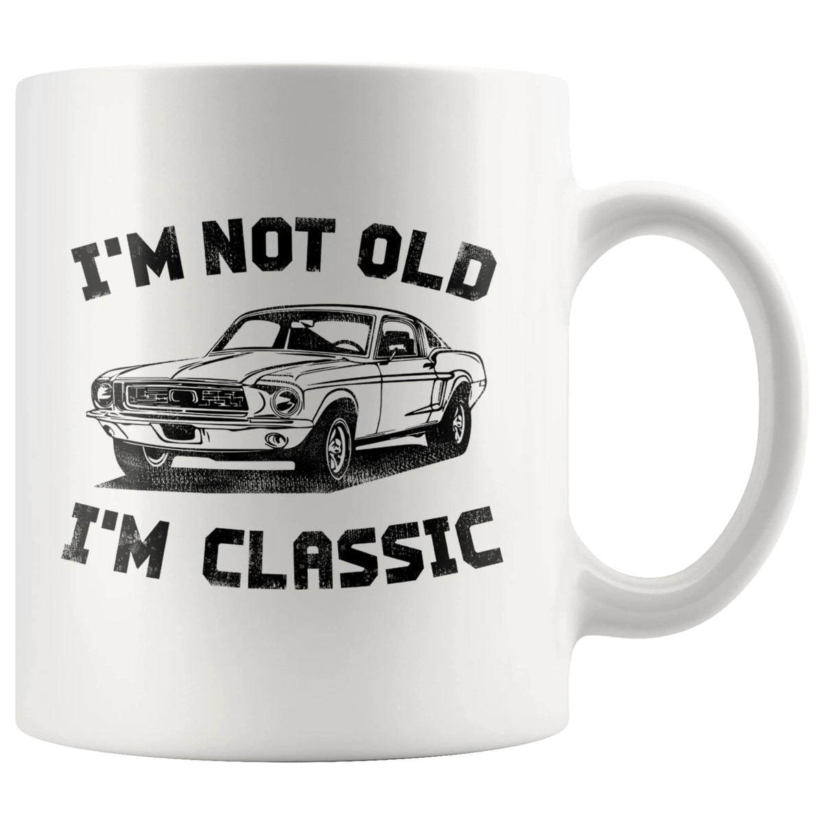 Panvola classic retirement mug with vintage car design for everyday coffee.