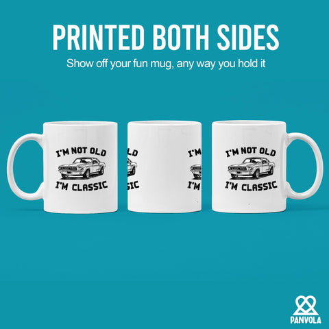 Panvola double-sided print mug showing visibility for both hands.