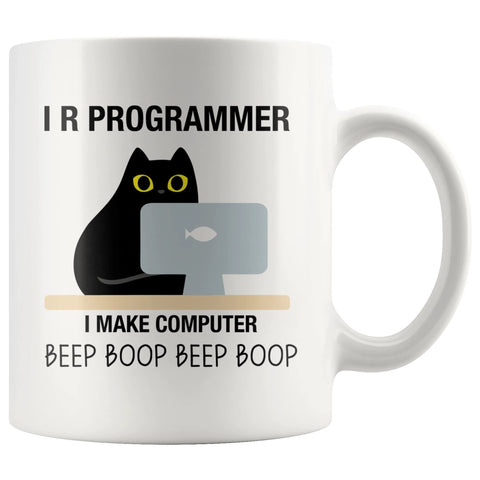 Panvola I R Programmer mug front view with bold quote for coffee lovers