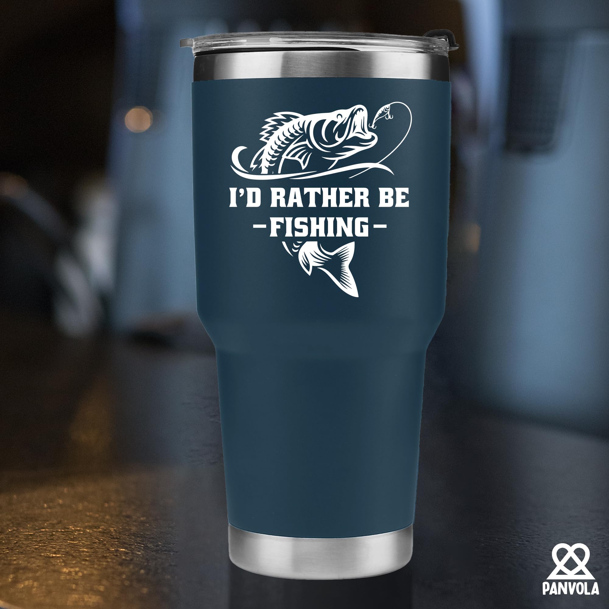 Panvola blue powder coated tumbler with double wall insulation