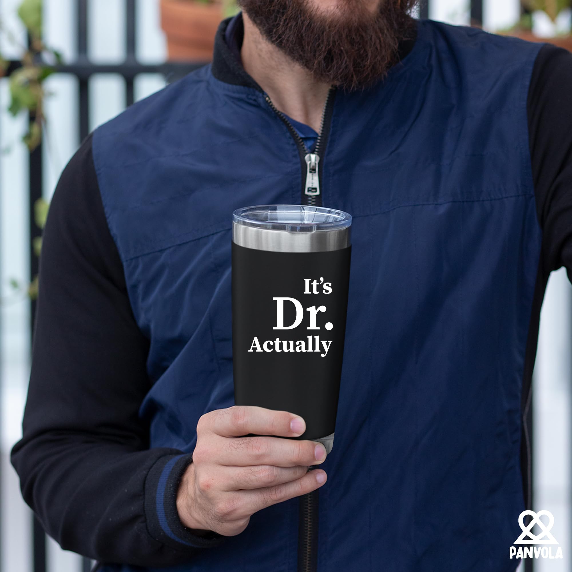 Panvola It's Dr Actually Doctor Graduation Gift tumbler includes cleaning brushes