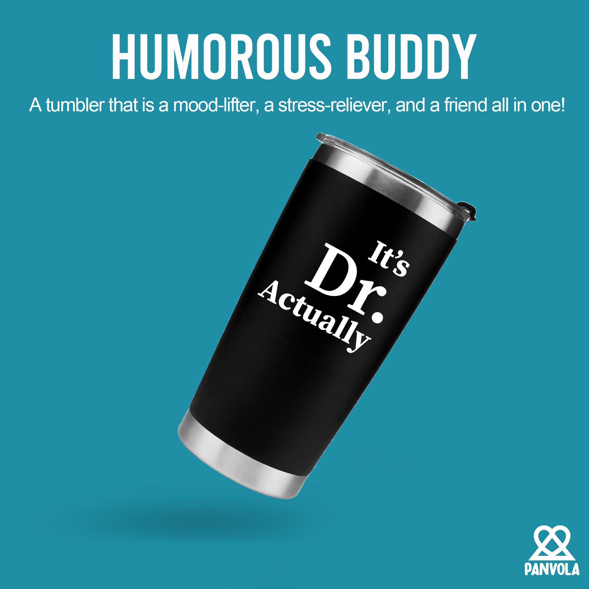 Panvola vacuum insulated tumbler keeps beverages cold or hot during long hospital shifts