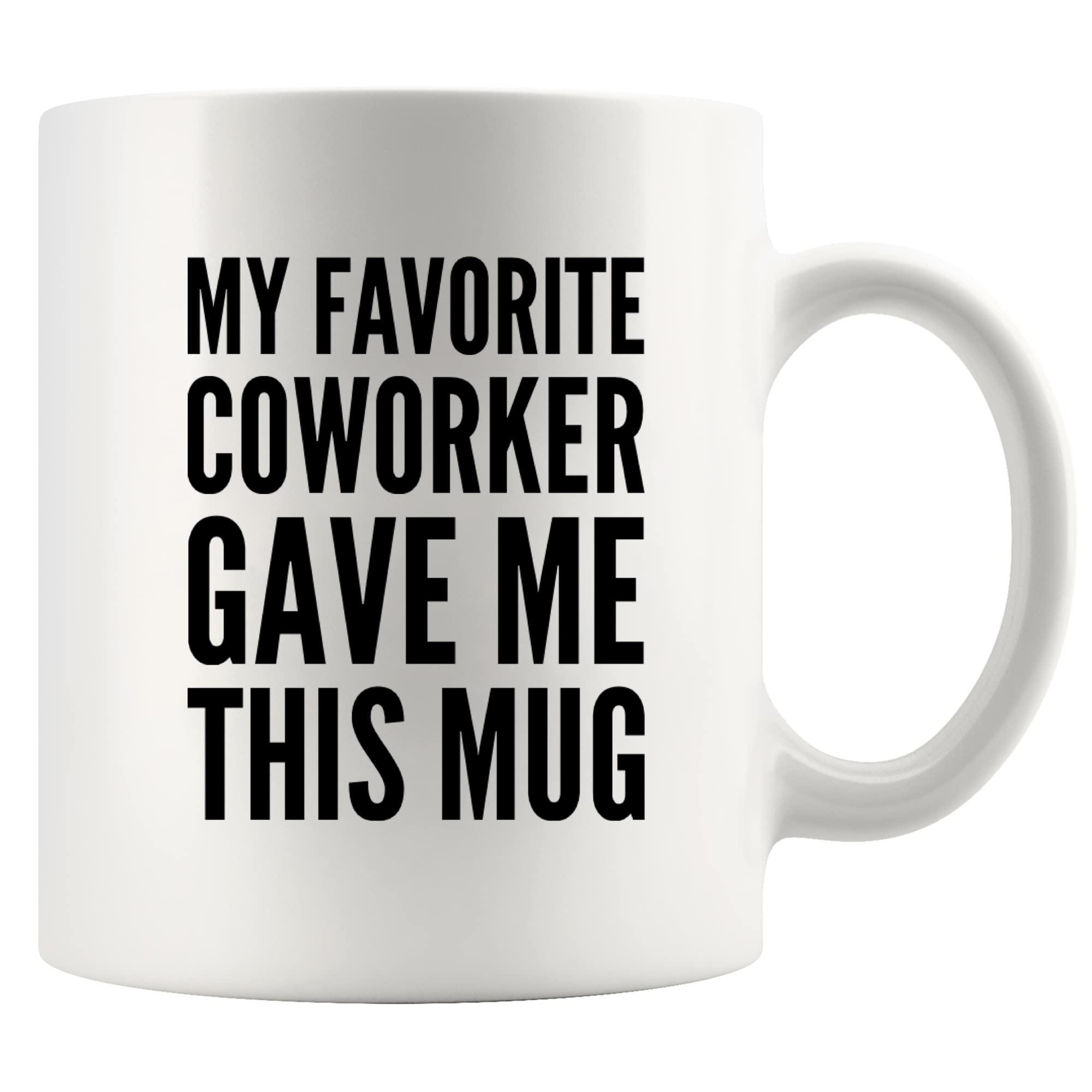 Panvola mug with coworker message, perfect desk companion.