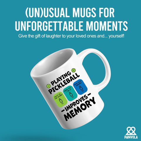 Panvola pickleball memory mug side view, crisp prints stay vibrant daily