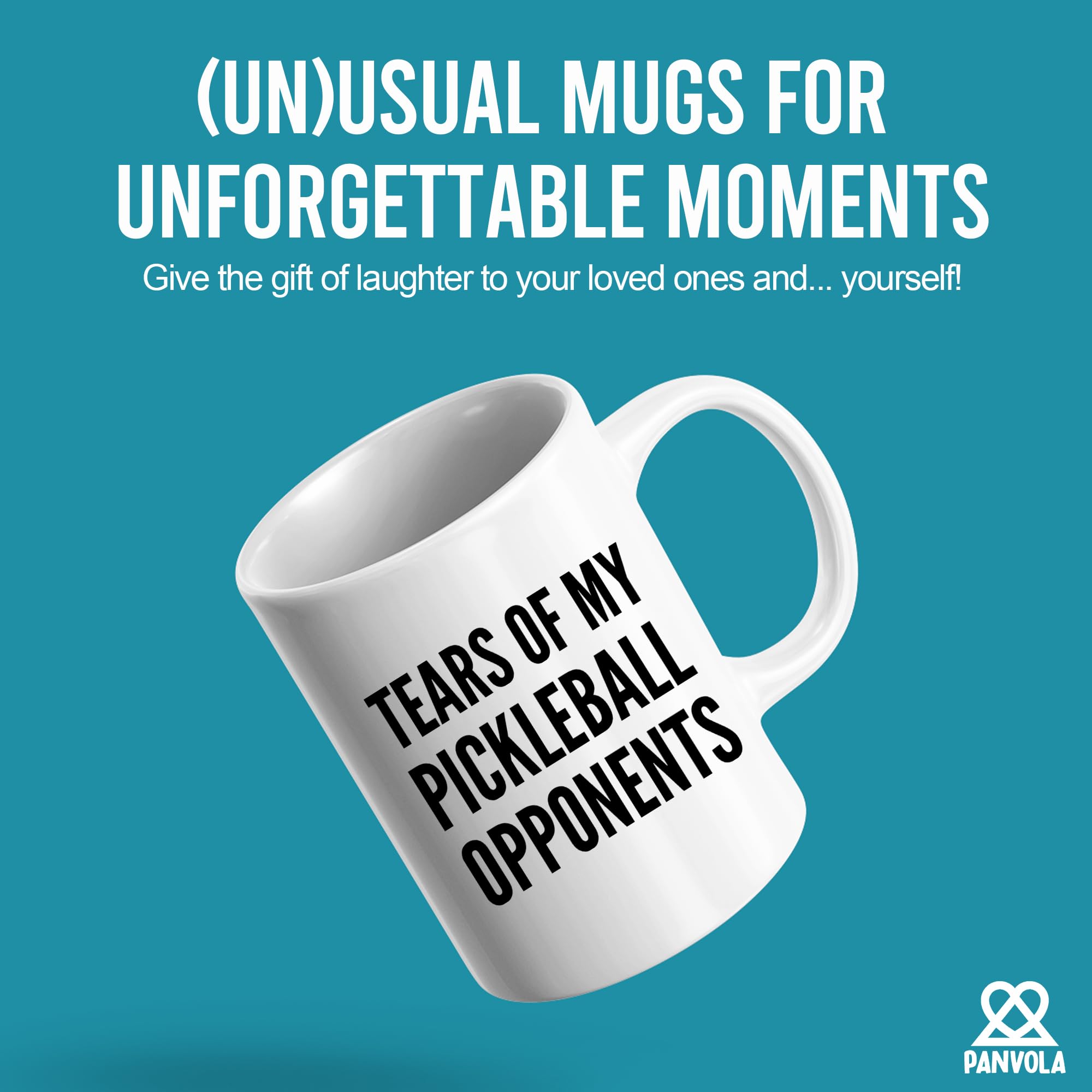 Panvola Tears of My Pickleball Opponents mug double-sided print with bold quote