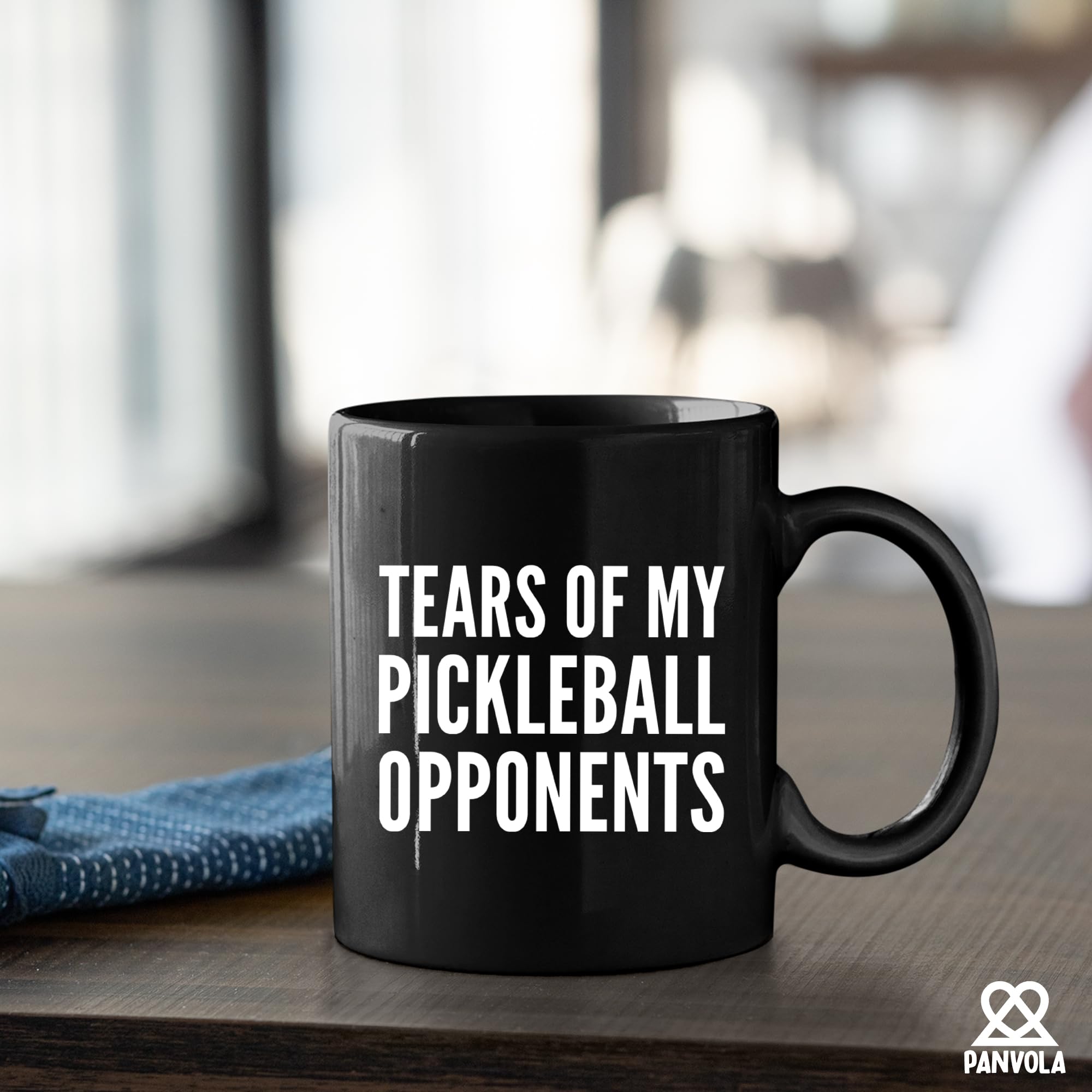 Panvola Tears of My Pickleball Opponents mug packaging shot ready for gifting.