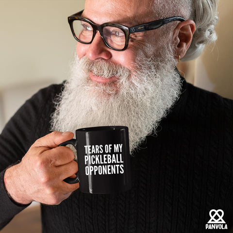 Panvola Tears of My Pickleball Opponents mug left-side view doubles as a desk organizer.