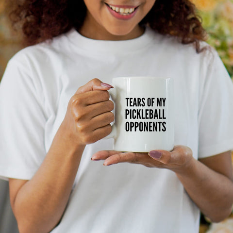 Panvola Tears of My Pickleball Opponents mug enhances morning coffee ritual