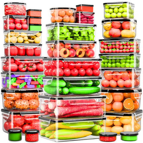 Panxenaulos 62-piece container set with varied sizes for leftovers and meal prep