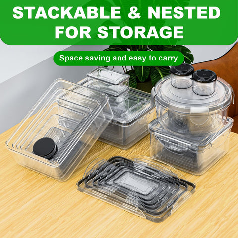 Panxenaulos stackable containers save cabinet space and simplify organization