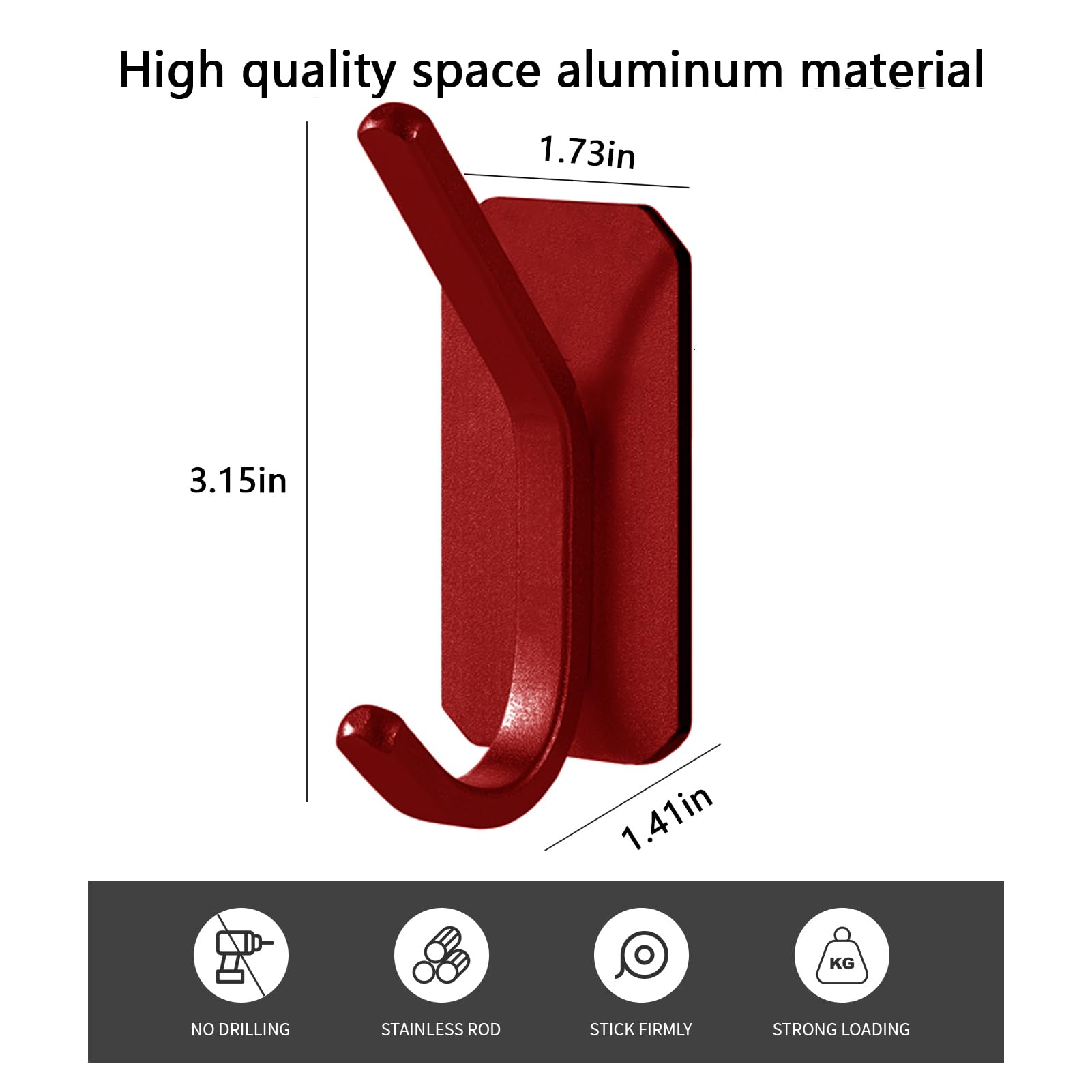 Paoli adhesive wall hook in red on wall demonstrating application