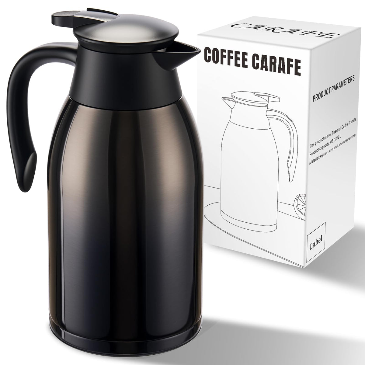 PARACITY 68oz carafe exterior in stainless steel for a durable, stylish kitchen.