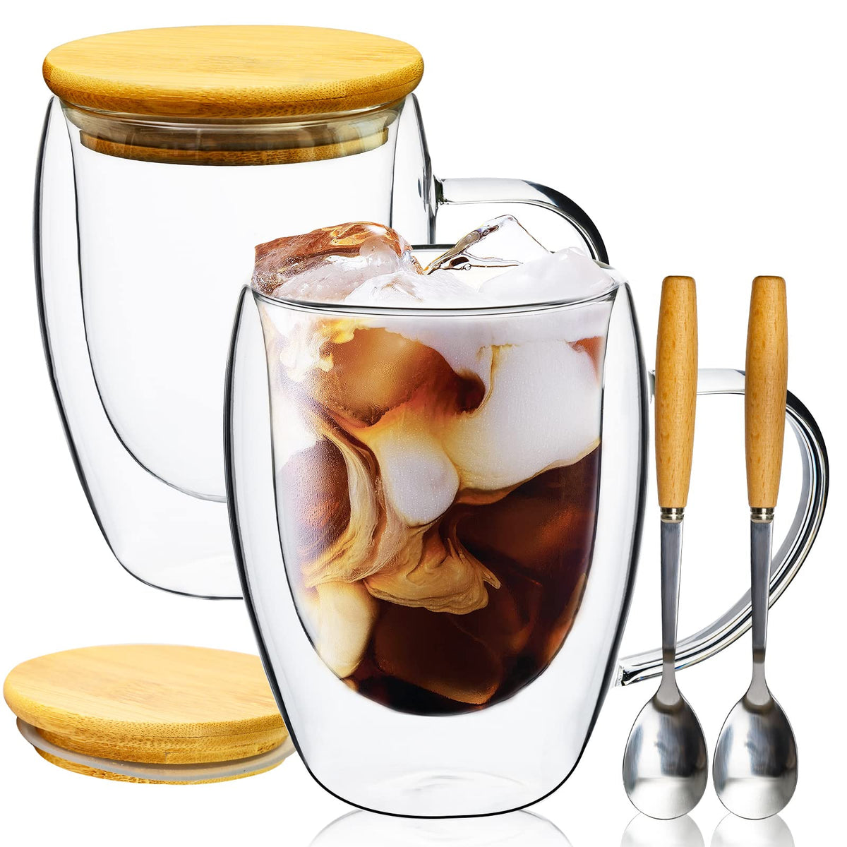 PARACITY glass coffee mug with bamboo lid provides a secure seal for hot beverages.