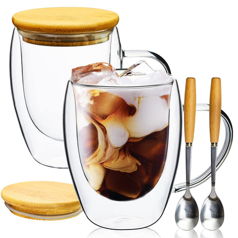 PARACITY glass coffee mug with bamboo lid provides a secure seal for hot beverages.