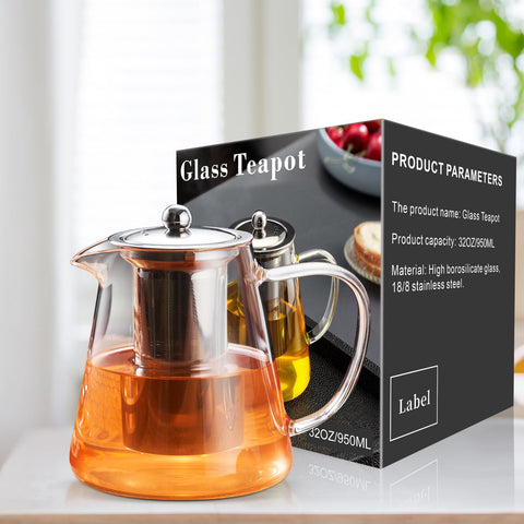 PARACITY glass teapot withstands broad temperatures for versatile use.