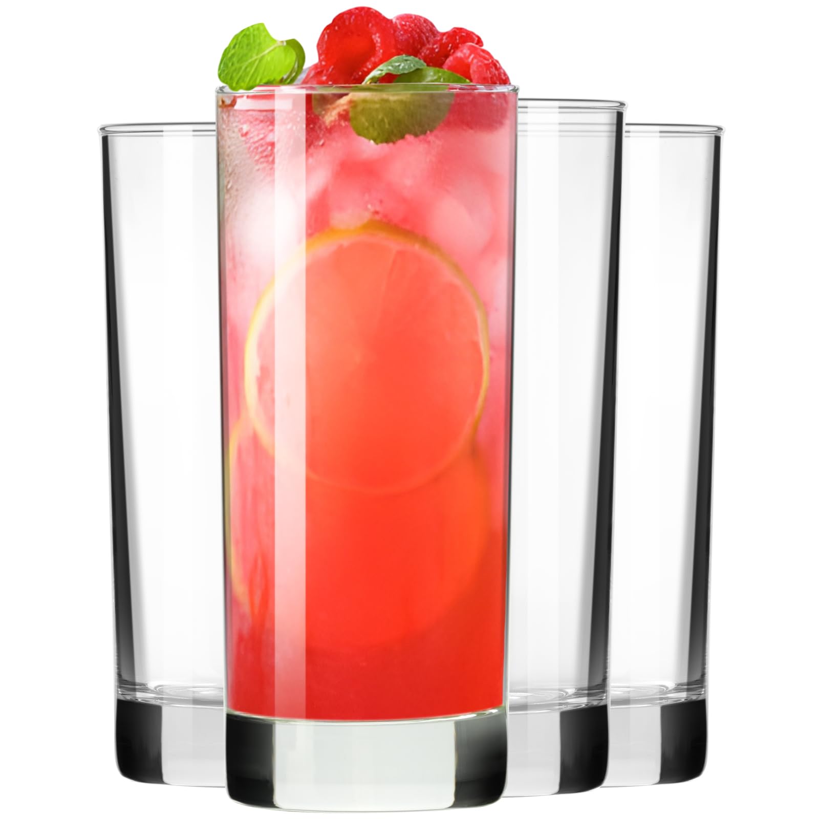 Paracity Highball glasses set of 4 in clear 10oz, ideal for cocktails and iced coffee.