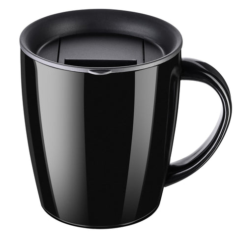 Paracity insulated black 12 oz mug keeps drinks hot or cold for on-the-go use