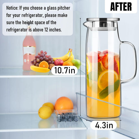 PARACITY 50oz pitcher shown on a fridge shelf for easy access.
