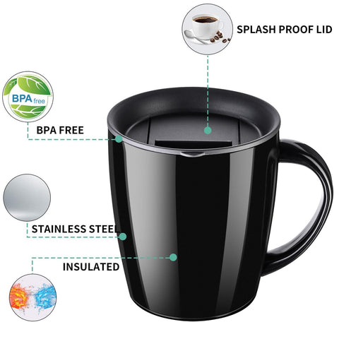 Paracity stainless steel mug with comfortable handle for secure grip