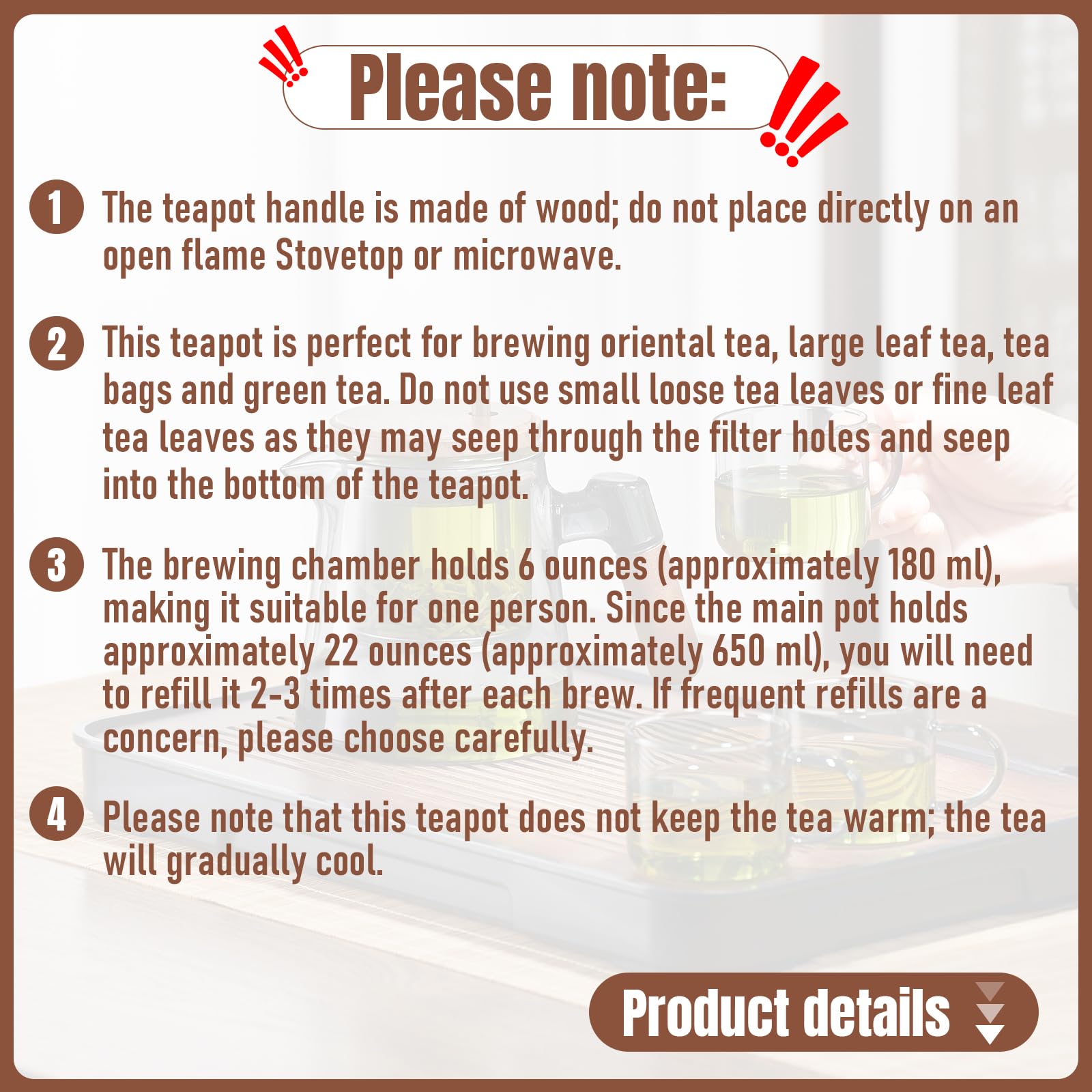 PARACITY tea pot removable infuser enables easy cleaning.