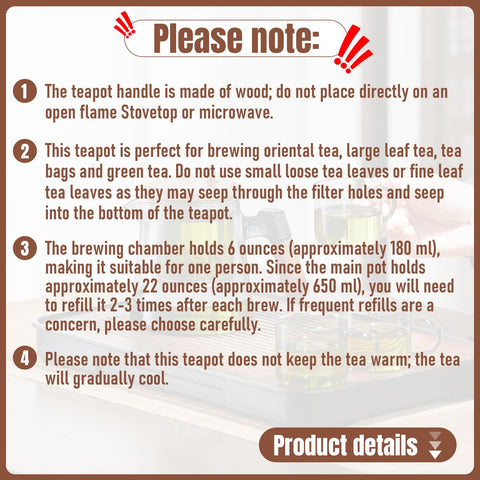 PARACITY tea pot removable infuser enables easy cleaning.